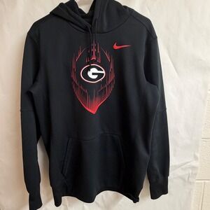 Nike Georgia Bulldogs NCAA Therma-FIT Hoodie Black Red Mens M Football Active